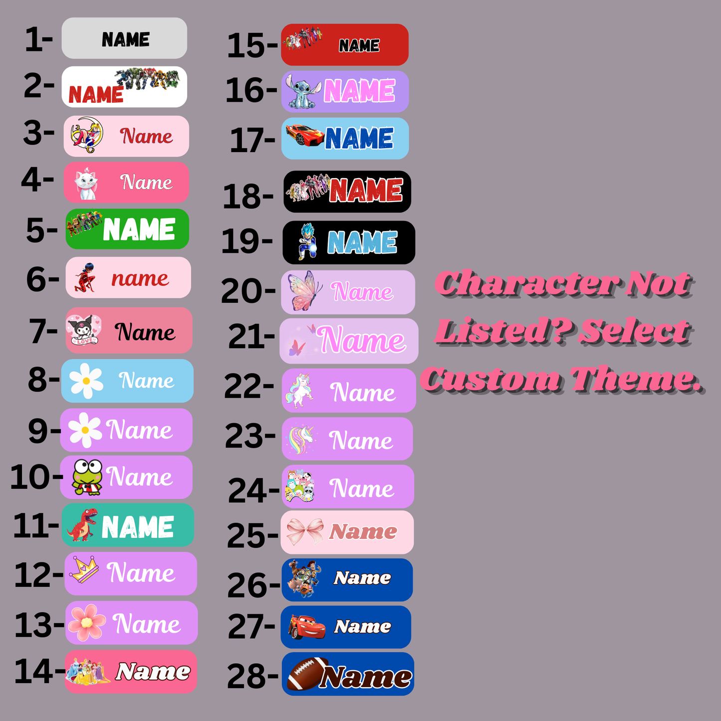 SCHOOL LABELS- Please leave child's name and design number in the order notes. ✨