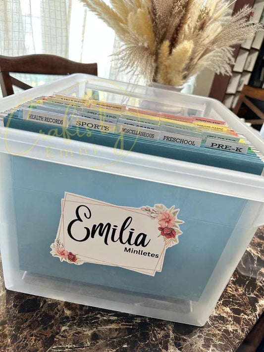Milestone Tote Labels - Milestone Tote Name decal and Folder Labels AND FILE BOX