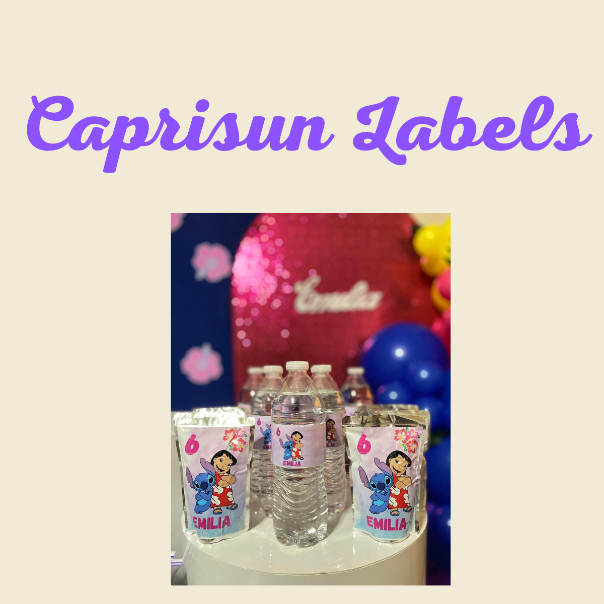 Capri Sun Labels | Waterproof Custom Stickers | Party Drink Labels