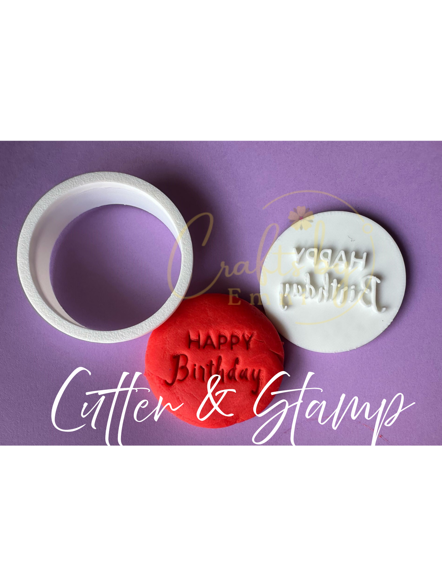 2 INCHES Happy Birthday Imprint Cutter and Cutter Stamp; Stamp sets
