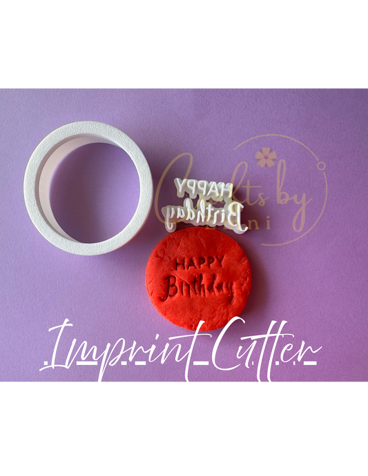 2 INCHES Happy Birthday Imprint Cutter and Cutter Stamp; Stamp sets