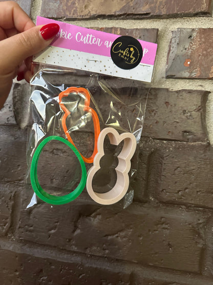 Easter Mini Cookie Cutter Set – 2.5” Bunny, Egg & Chick | 3D Printed